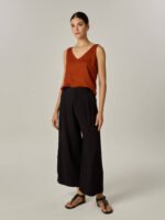 Regata Praia Tela Linho e Viscose Laranja