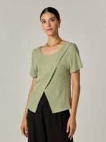 Blusa Cruzada Viscose Sustentável Verde Chá