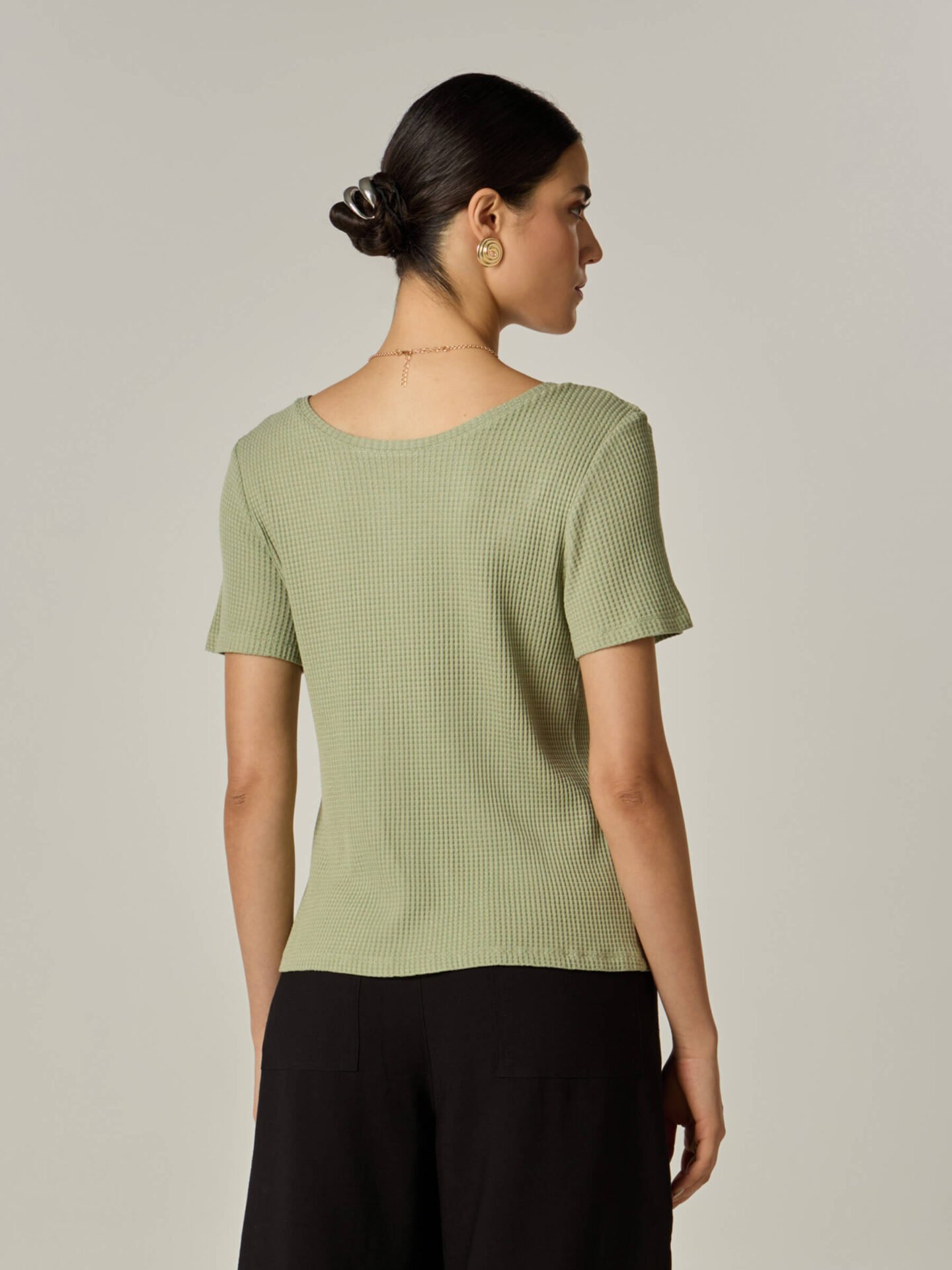 Blusa Cruzada Viscose Sustentável Verde Chá