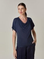 Blusa Jô Linho e Viscose Azul Marinho