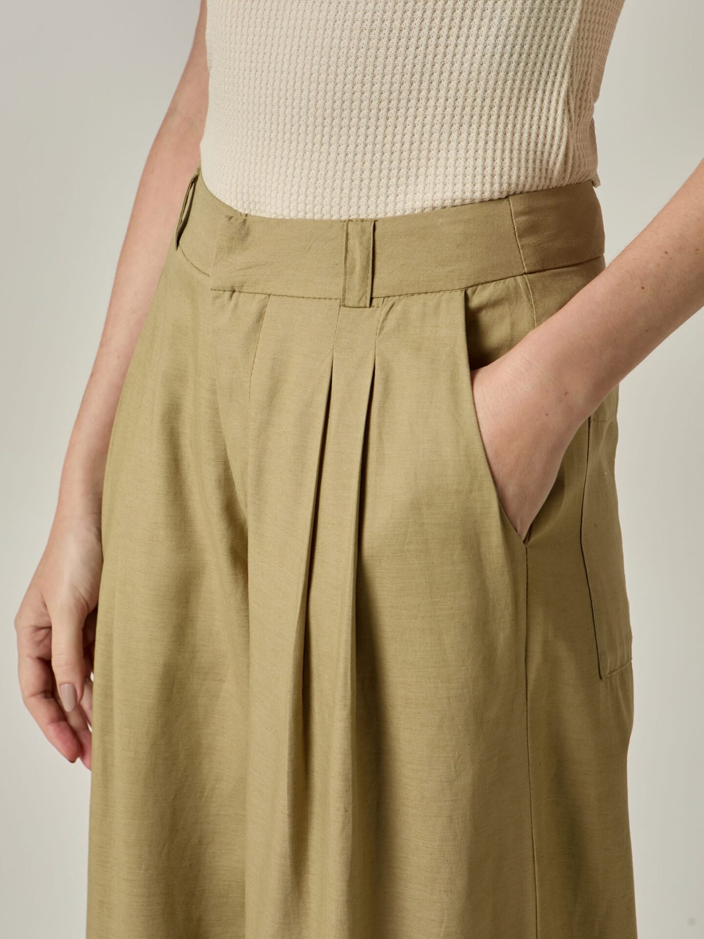 Calça Austrália Linho e Viscose Khaki