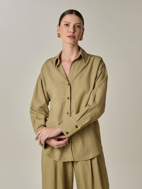 Camisa Austrália Linho e Viscose Khaki