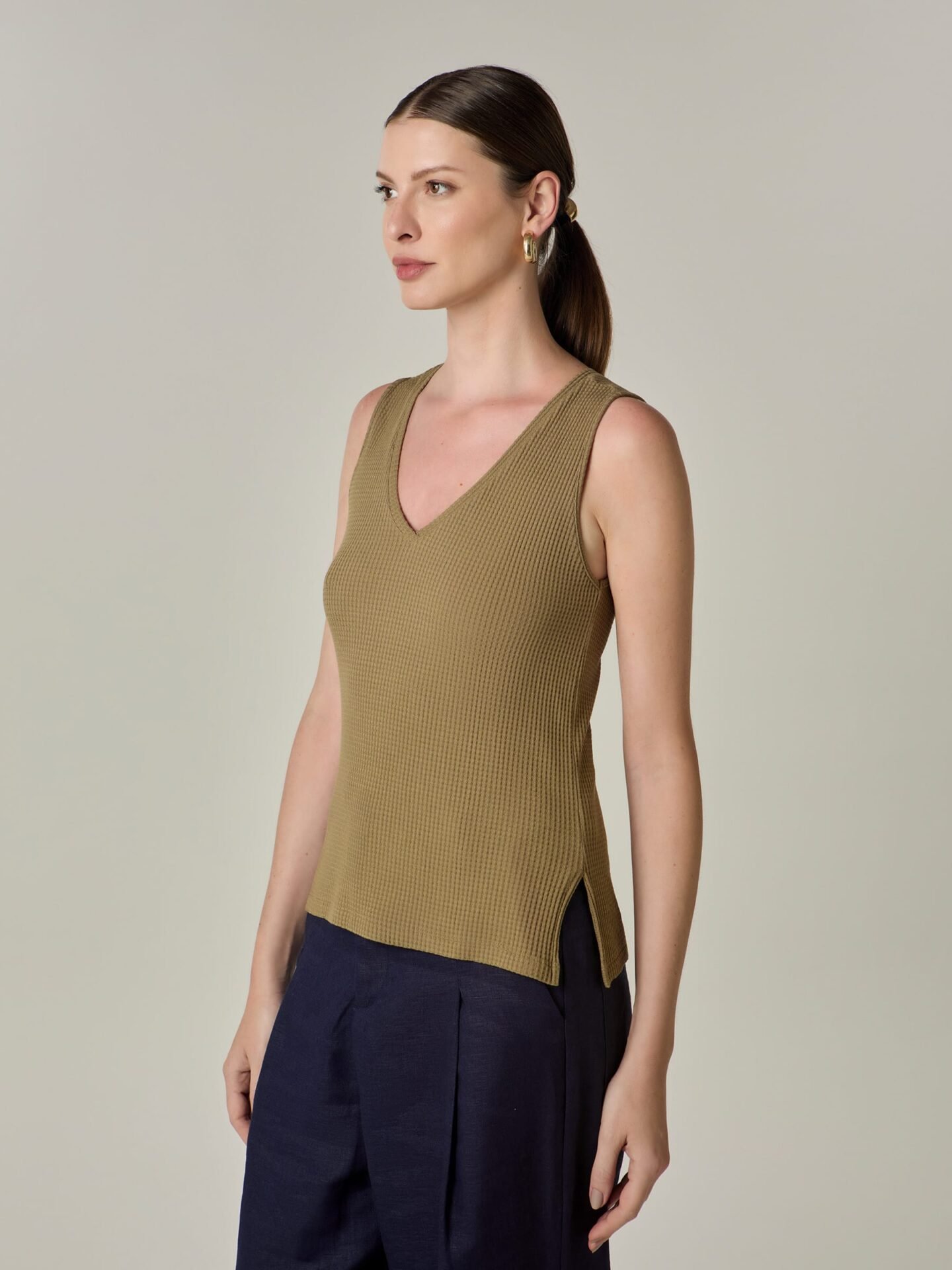 Regata Voa Viscose Sustentável Khaki