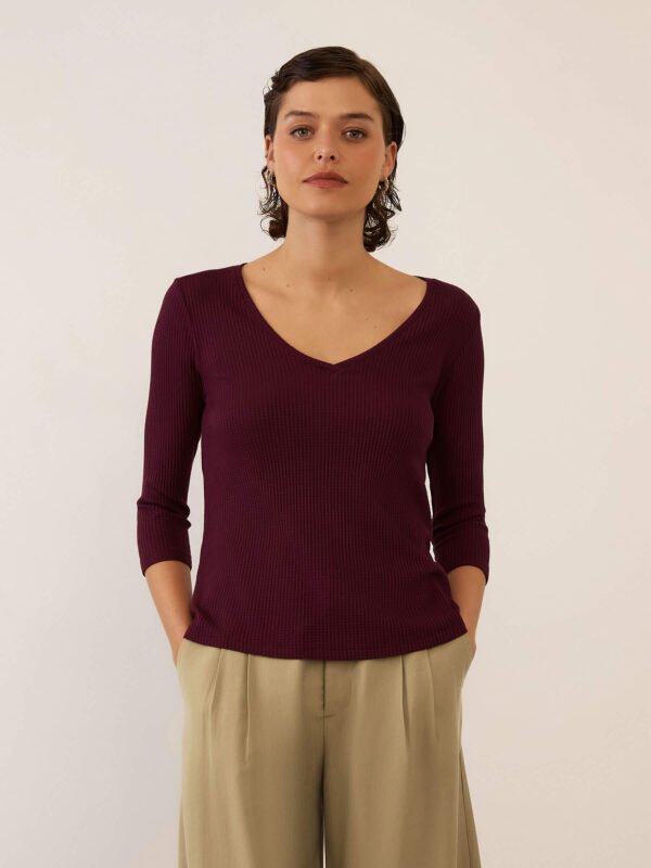 Blusa Voa 7/8 Berinjela