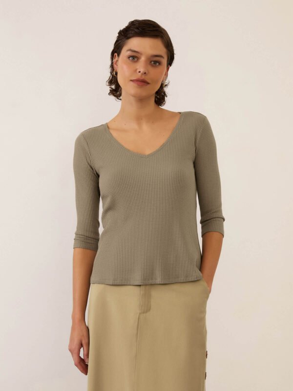 Blusa Voa 7/8 Khaki