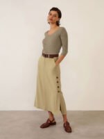 Blusa Voa 7/8 Khaki