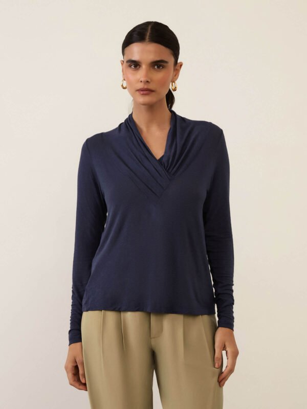 Blusa Xale Azul Marinho