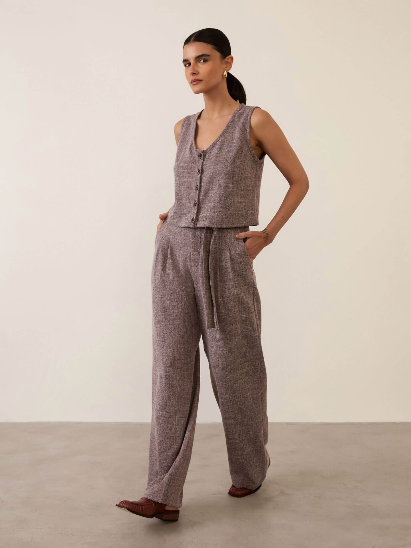 Calça Pantalona Mescla