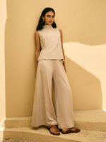 Calça Pantalona Bis Areia