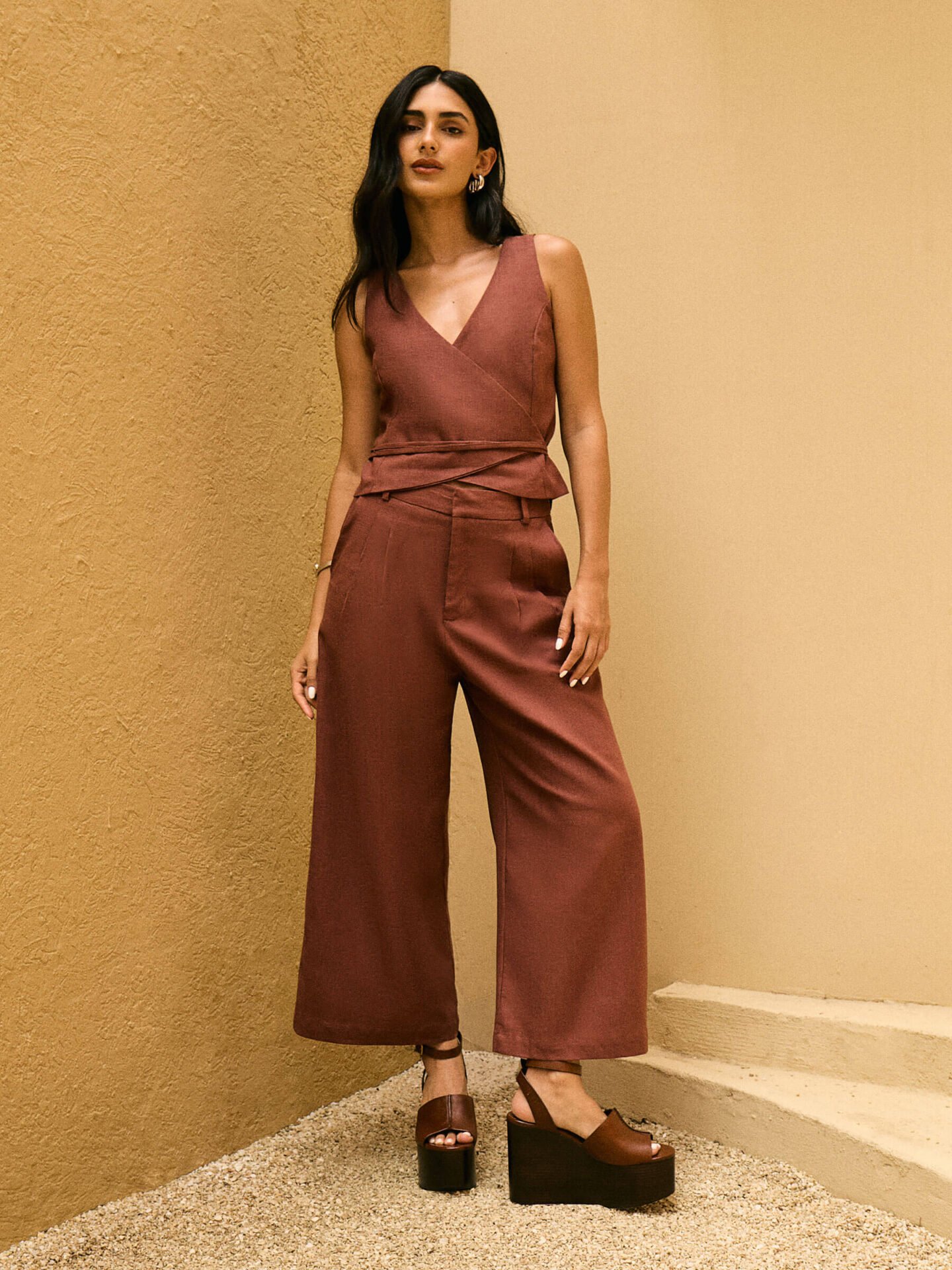 Calça Pantacourt Luxor Marrom