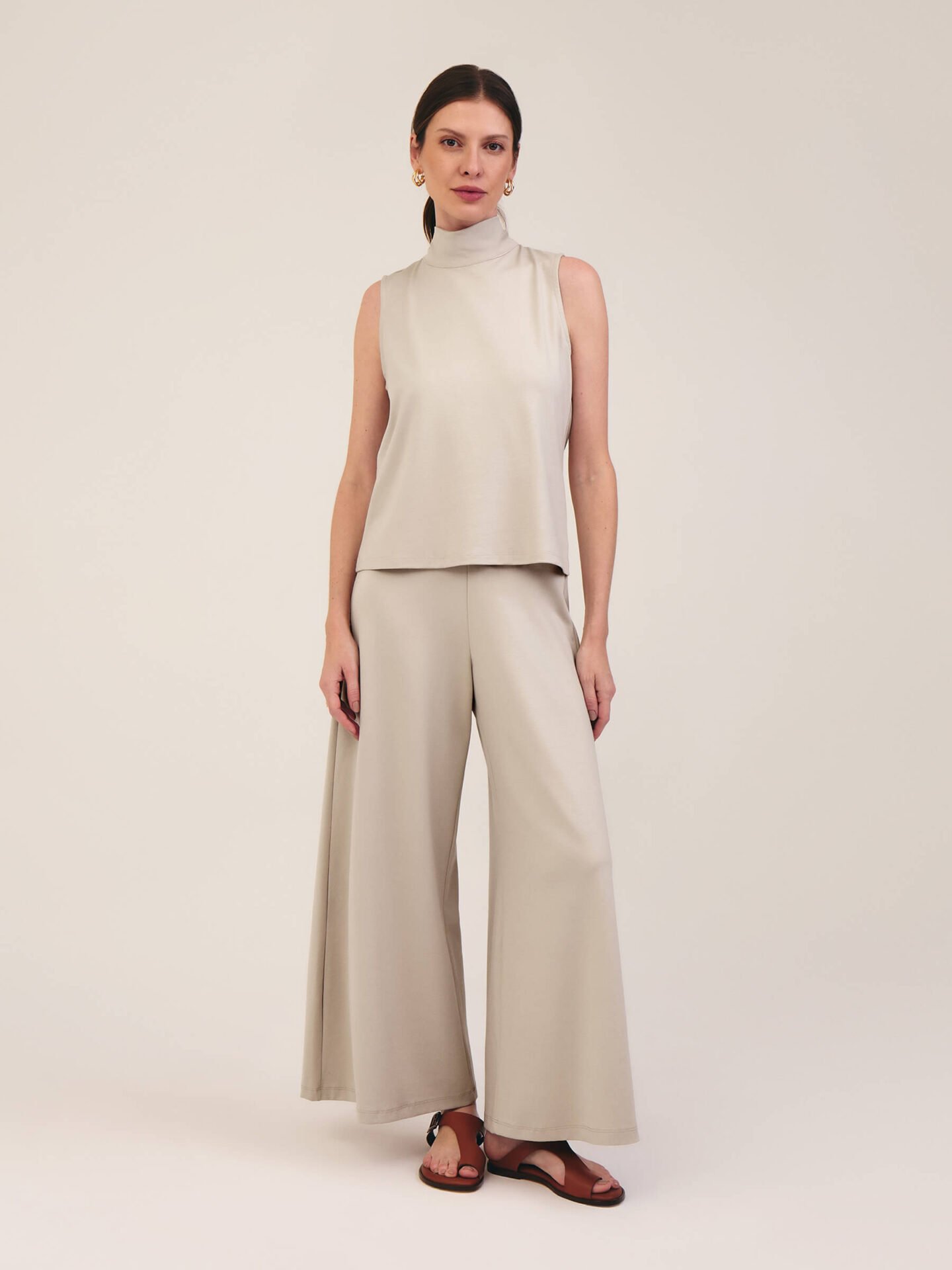 Calça Pantalona Bis Areia