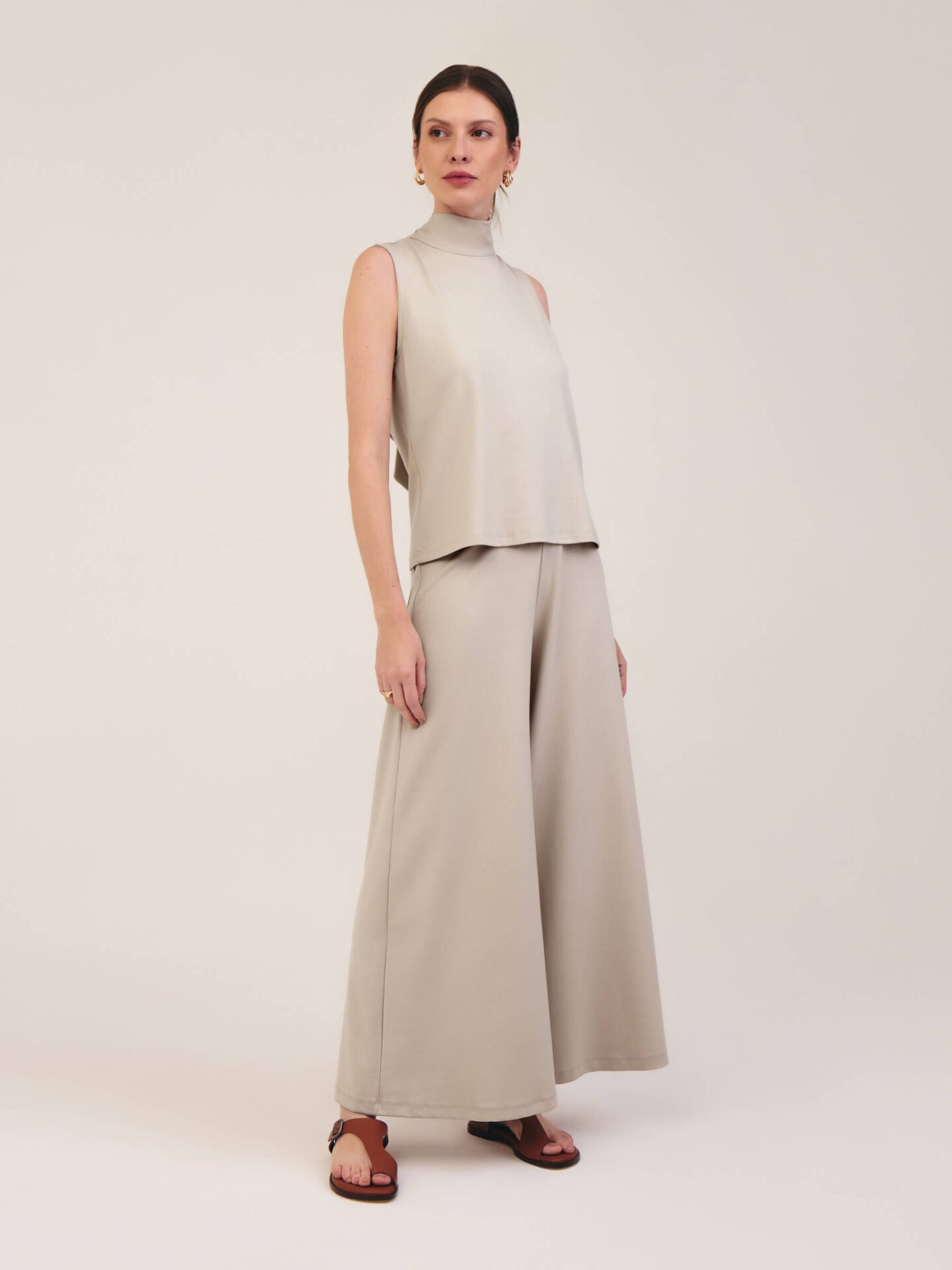 Calça Pantalona Bis Areia