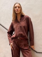 Camisa Lyocell Marrom