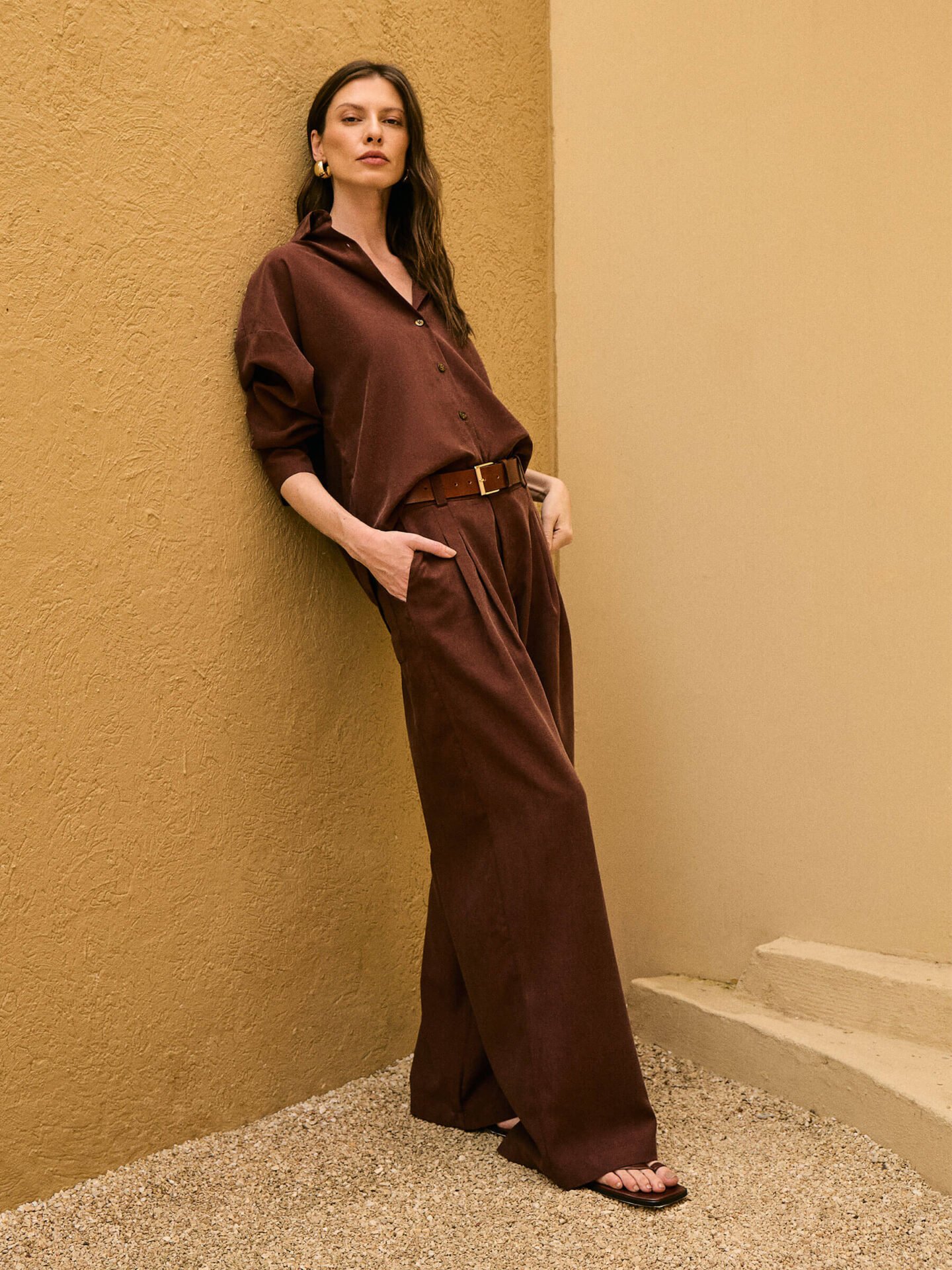 Camisa Lyocell Marrom