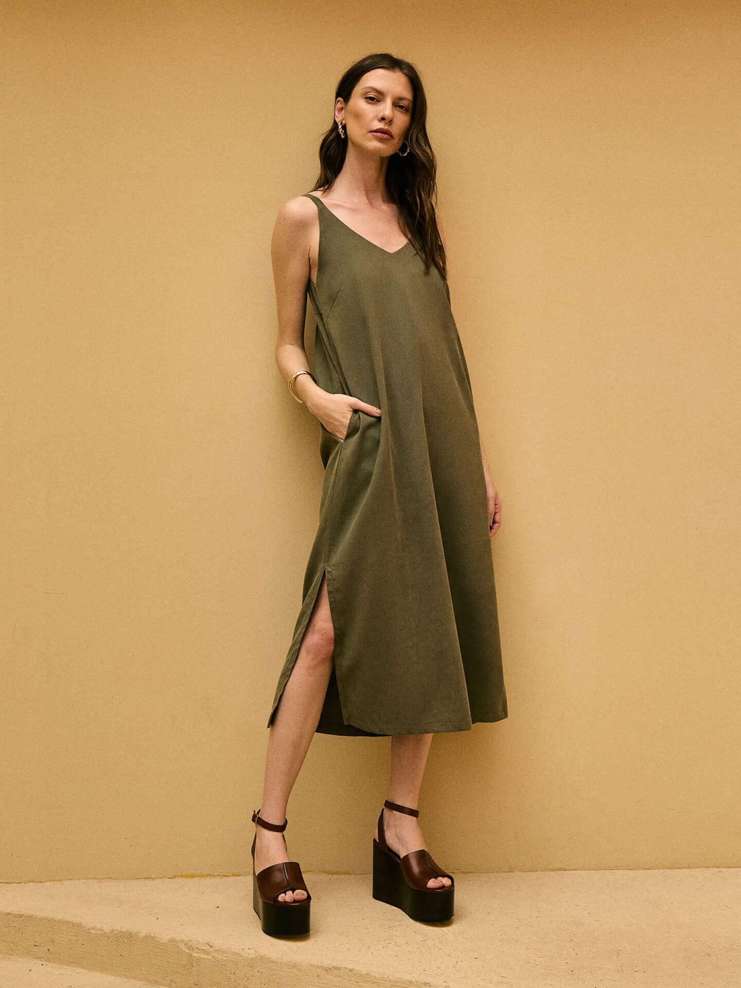 Vestido Onda Lyocell Verde