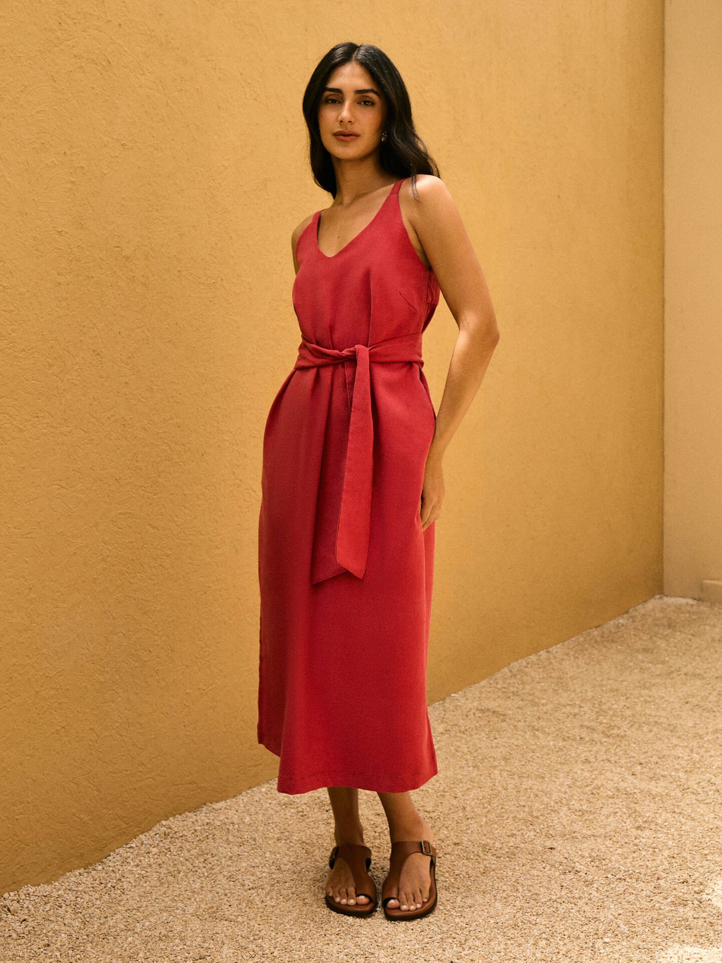 Vestido Onda Lyocell Vermelho