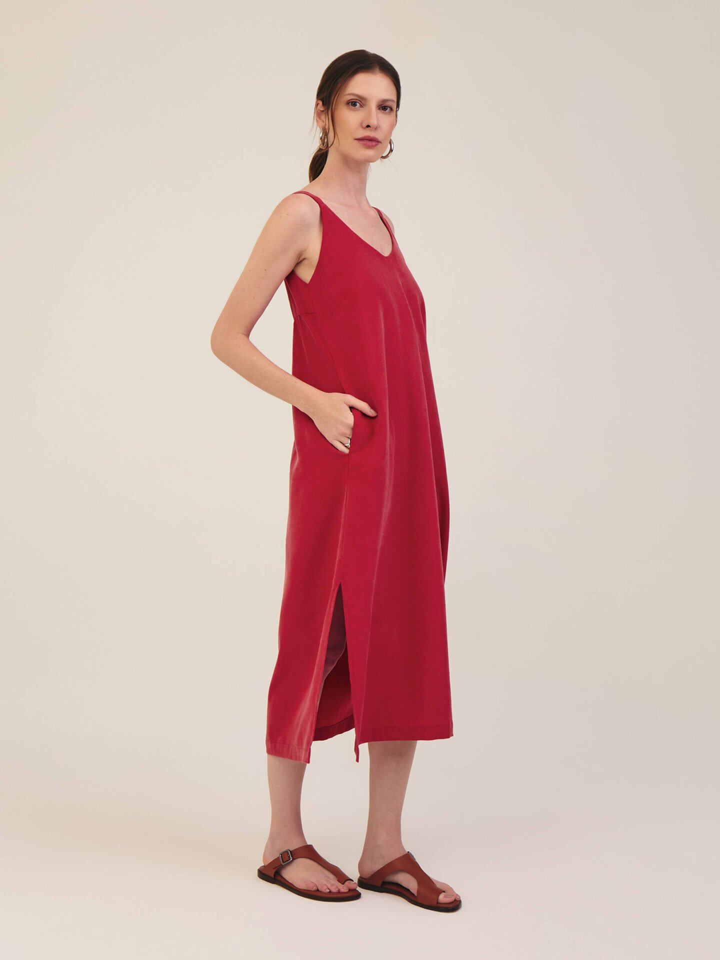 Vestido Onda Lyocell Vermelho