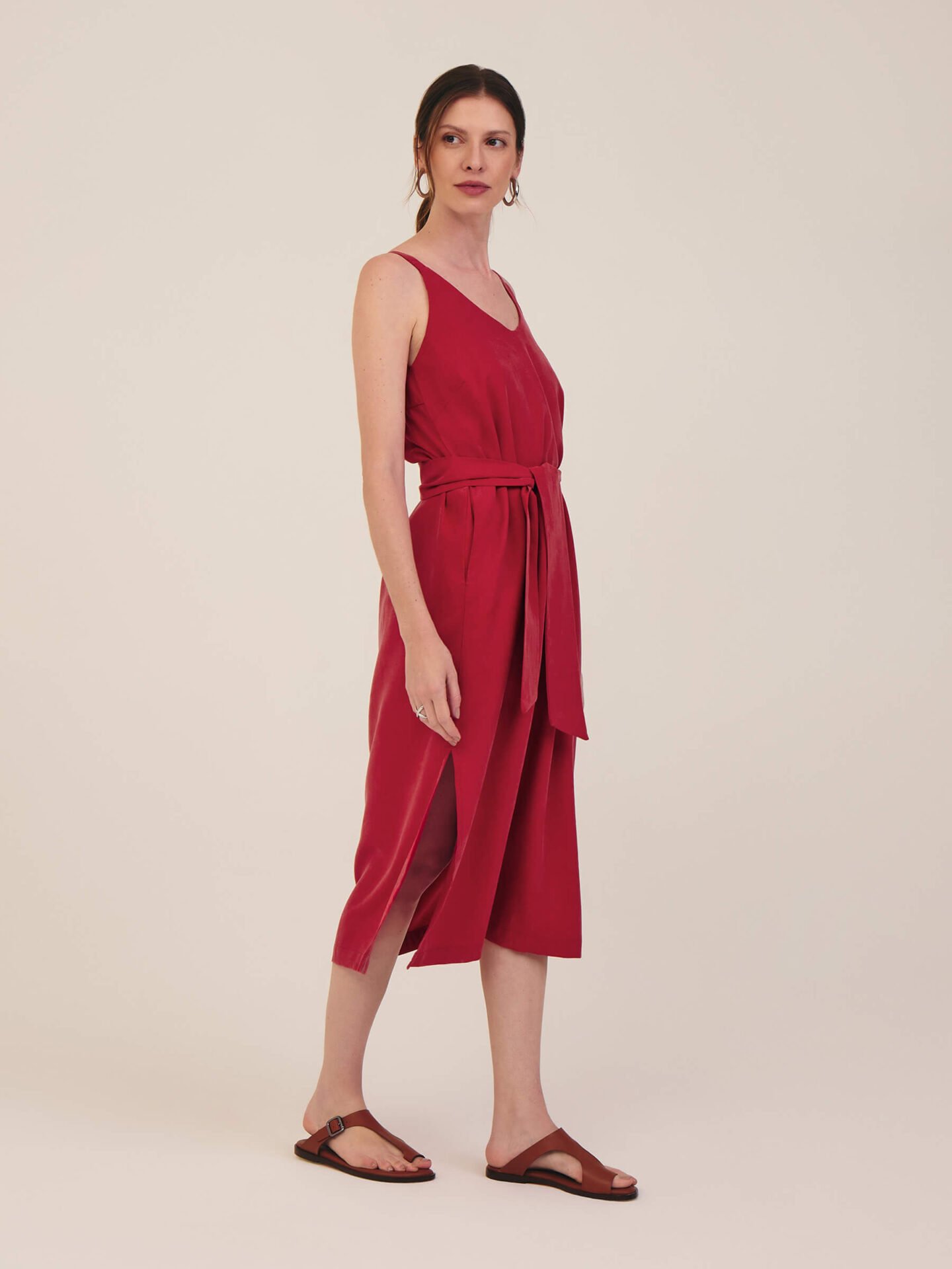 Vestido Onda Lyocell Vermelho